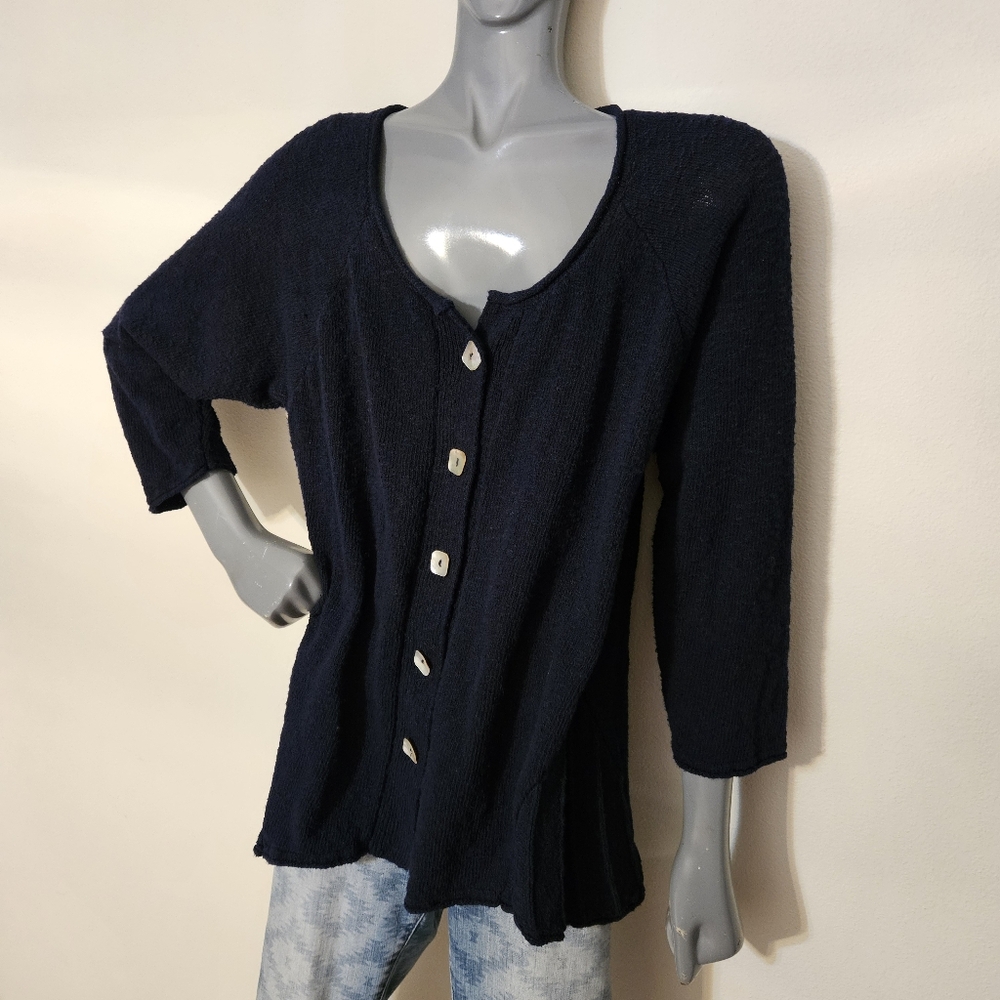 Sweater Loulou B. Textured cotton fit and flare Black Sz L - Picture 10 of 10